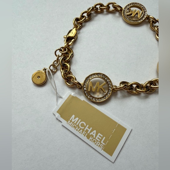 Michael Kors Gold-Tone Chain Bracelet with Logo Charms - Picture 7 of 15